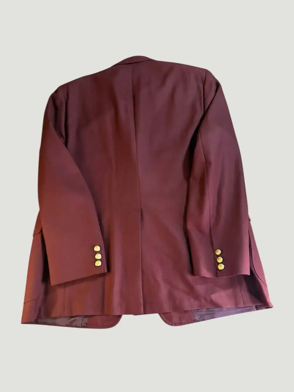 Vintage Jack Kahn Men's Burgundy Hopsack Blazer with Gold Buttons
